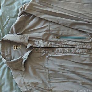 REI Blue Endeavor Snap Button Long Sleeve Shirt, UPF 50